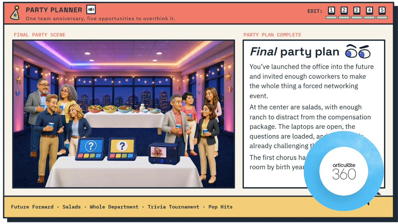 Party Planner interactive course preview